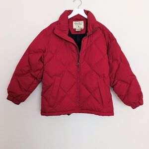 Eddie Bauer Red Goose Down Fill Puffer Coat